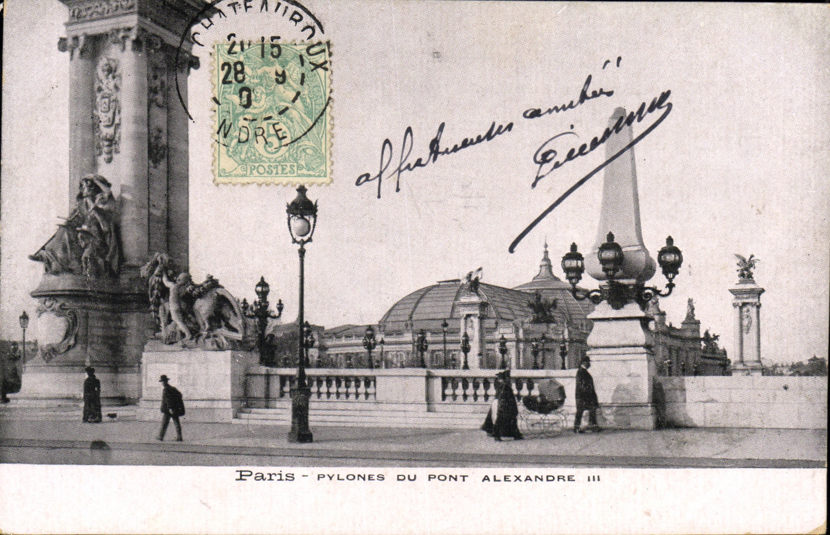 VINTAGE POSTCARD Paris Pylons of the Bridge Alexandre lll