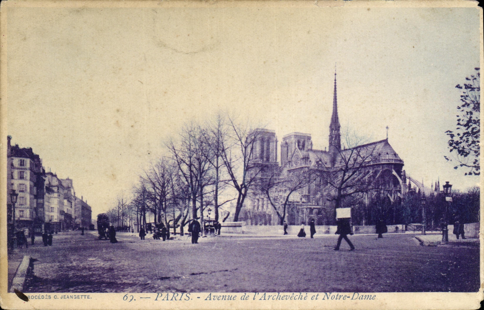 Avenida de Paris de la POSTAL de la VENDIMIA del palacio y de Notre Dame de L arzobispo