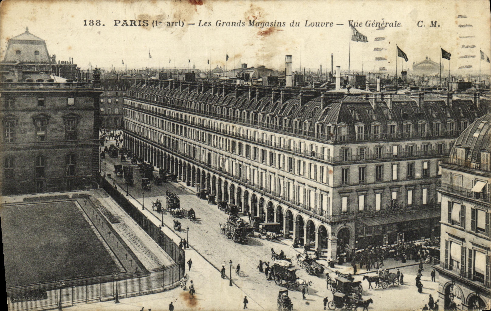 Almacenes grandes de Paris de la POSTAL de la VENDIMIA de la opinion de la lumbrera