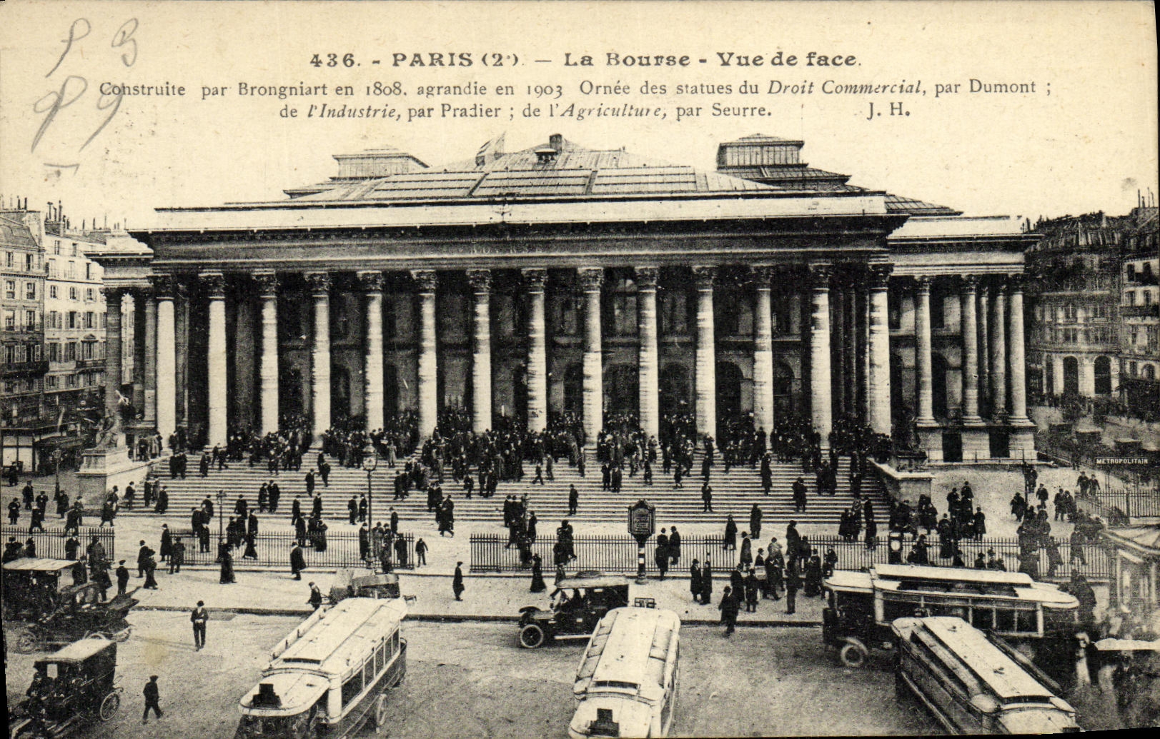 VINTAGE POSTCARD Paris the Stock Exchange Front view