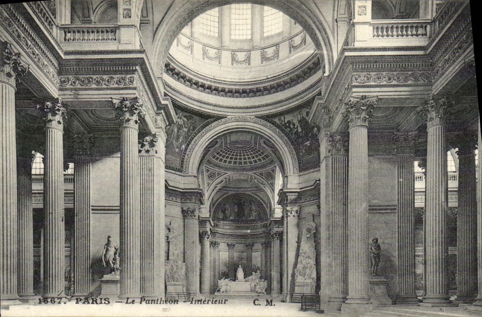 VINTAGE POSTCARD Paris the Interior Pantheon