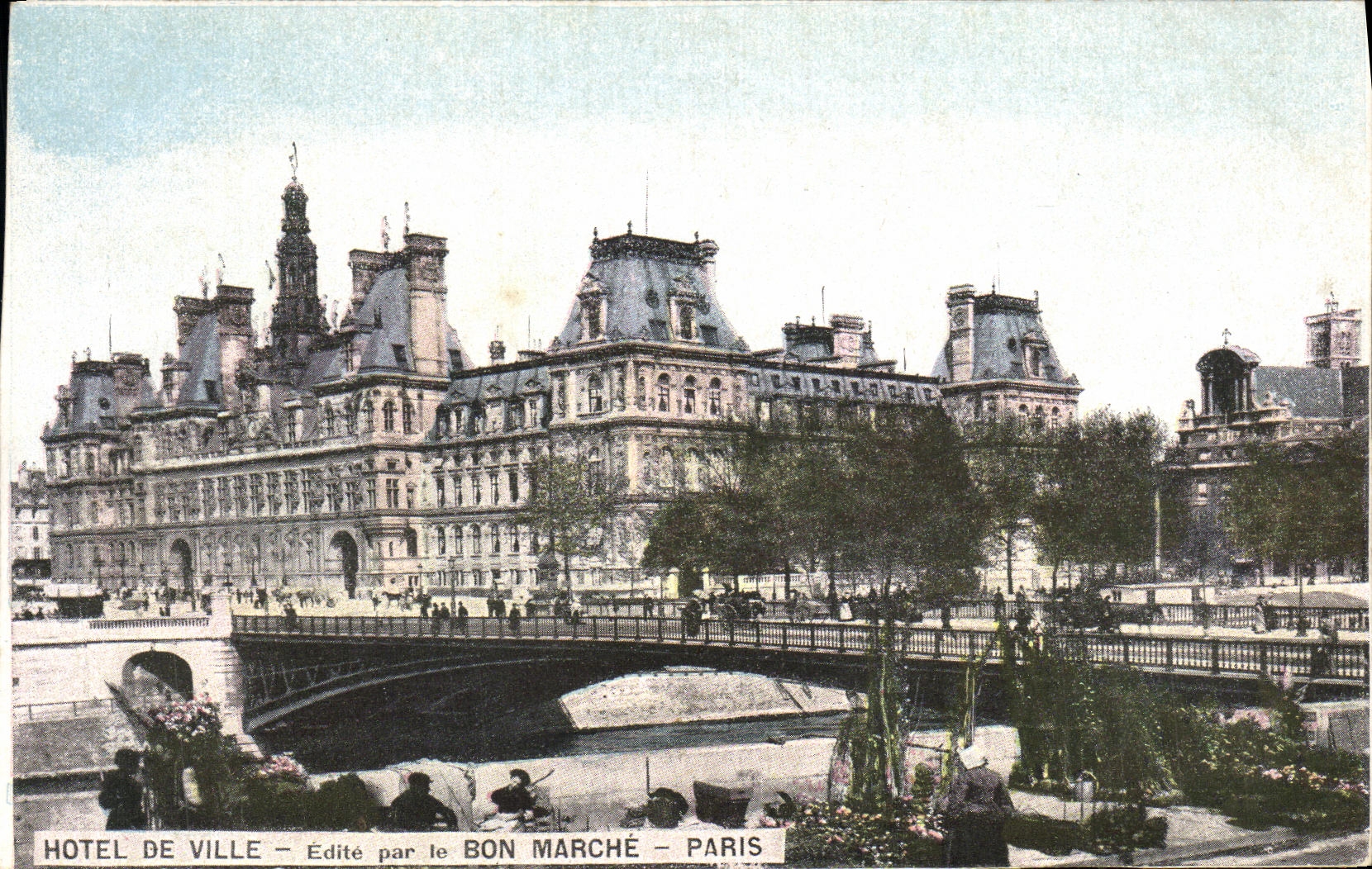 CPA Hotel de Ville Edite par le Bon Marche Paris Marche aux fleurs