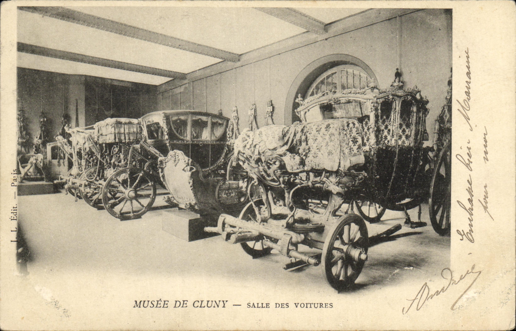 VINTAGE POSTCARD Museum of Cluny Room of the Paris Cars