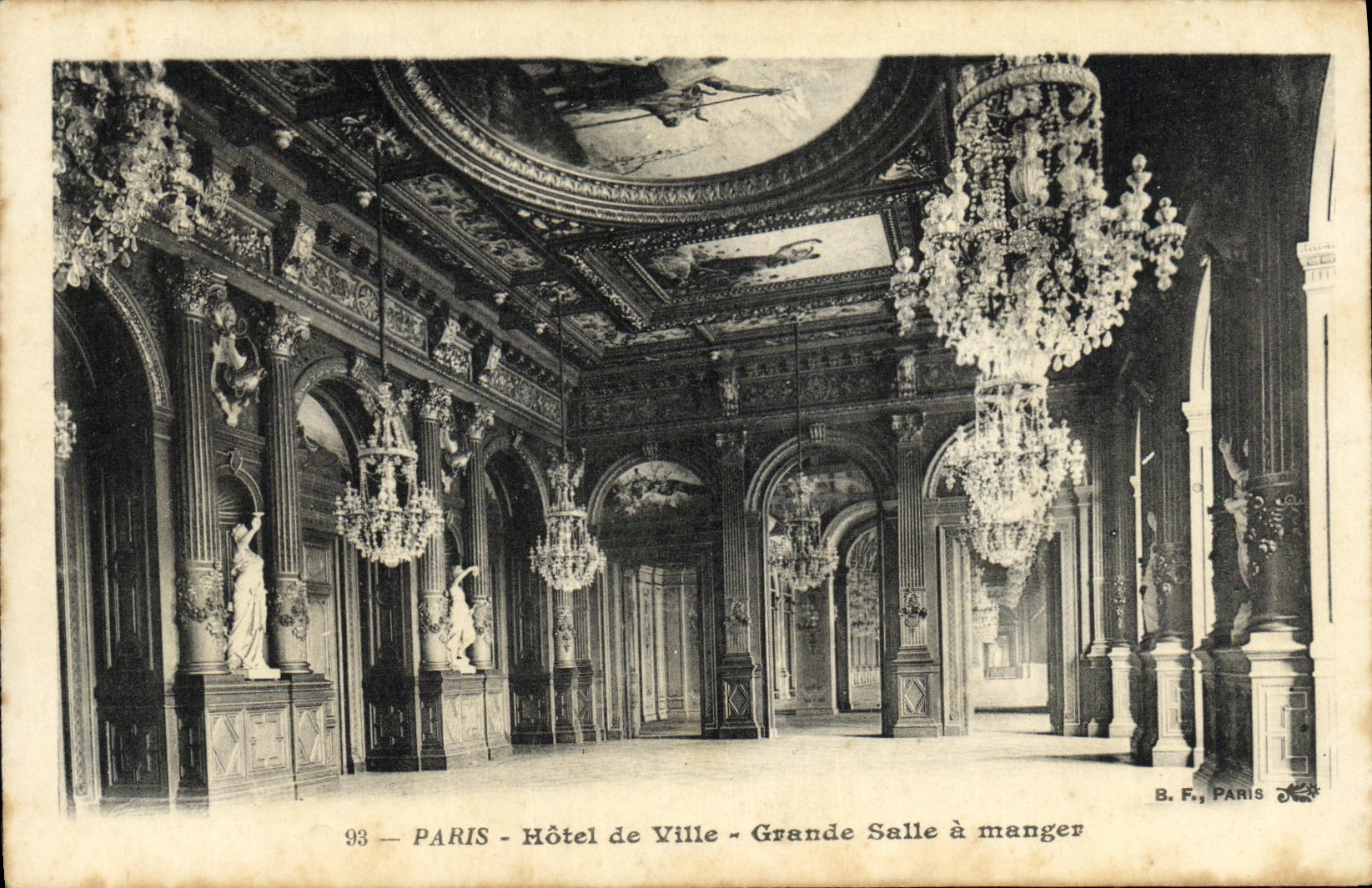 CPA Paris Hotel de Ville Grande salle a manger