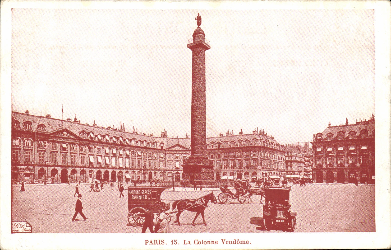 VINTAGE POSTCARD Paris the Column Vendome Publicity Chestnuts ices