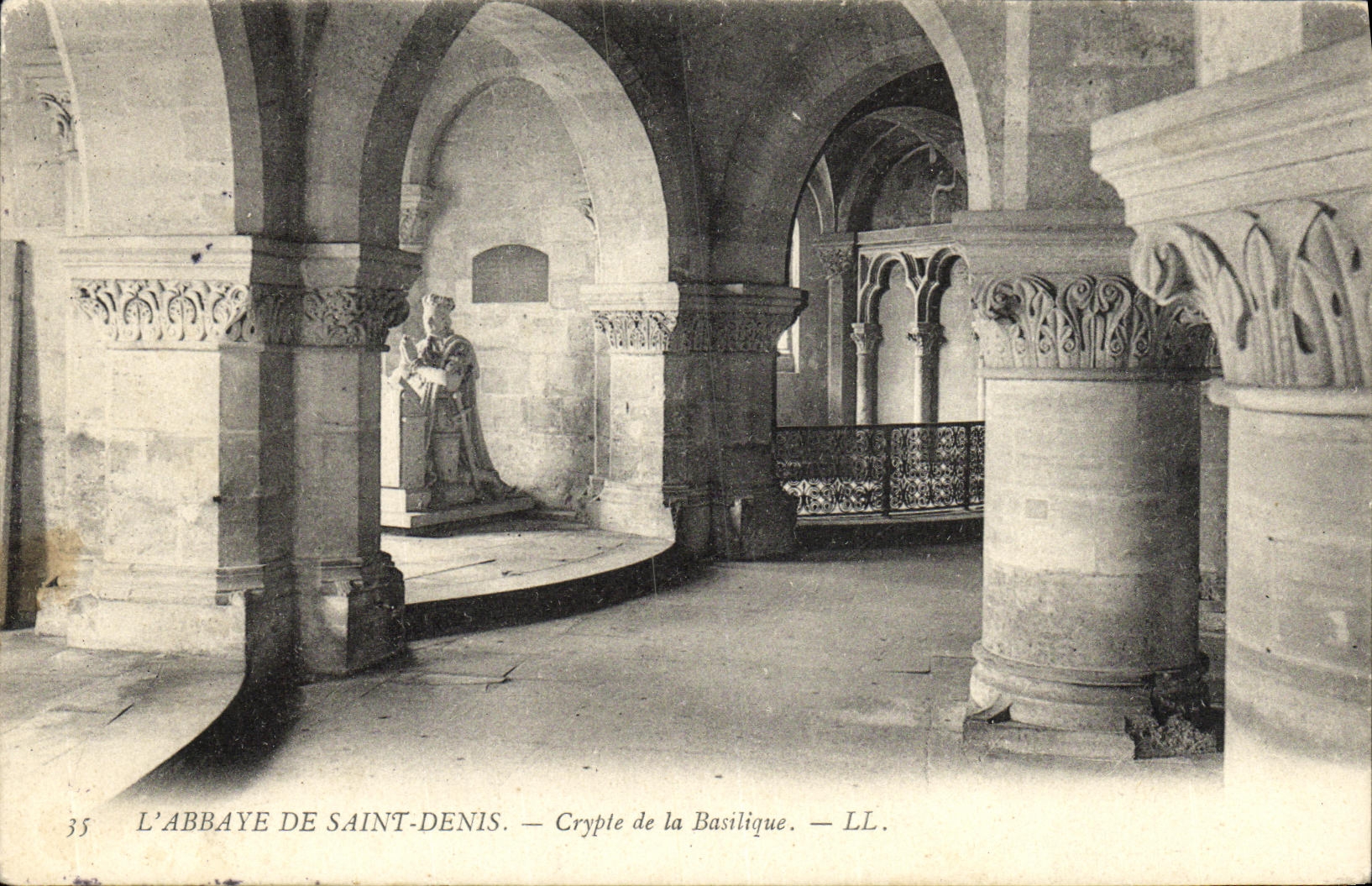VINTAGE POSTCARD Holy Denis Crypt of the Basilica Abbey