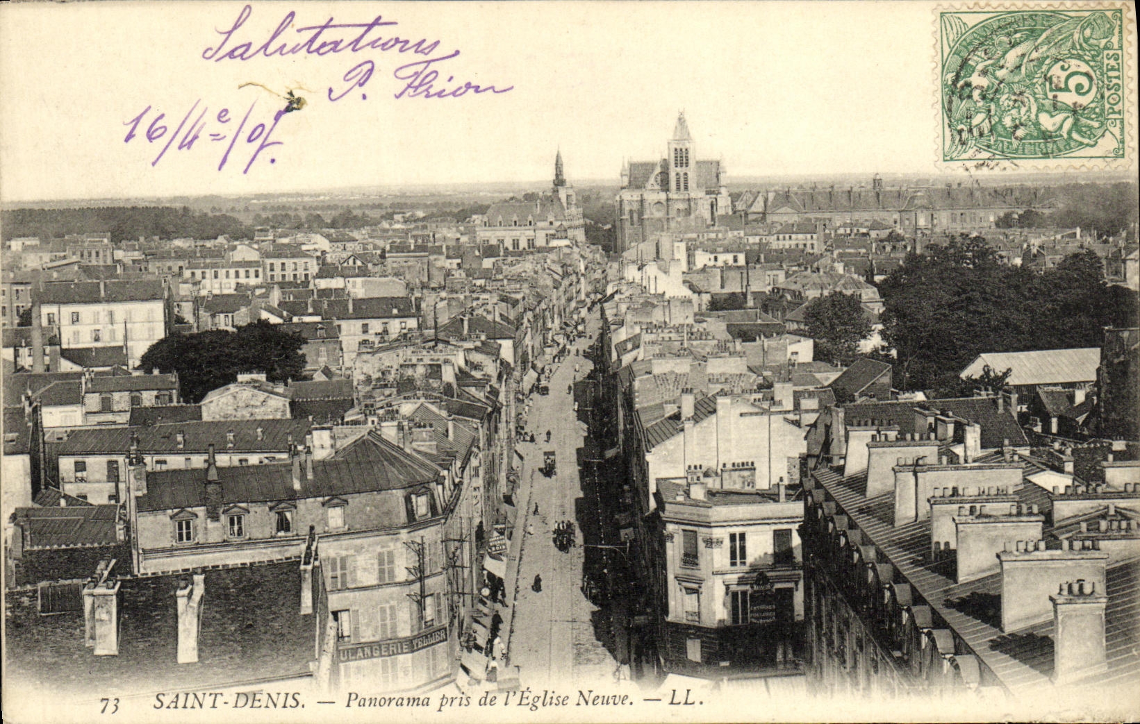 VINTAGE POSTCARD Abbey Of Saint Denis Panorama Taken of L New Church