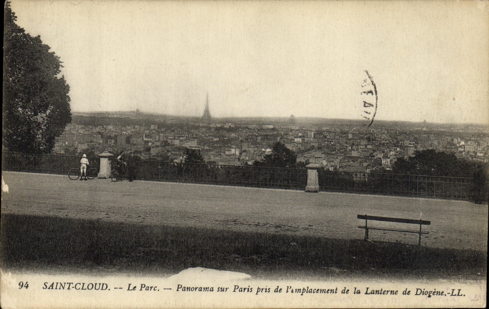 VINTAGE POSTCARD St Cloud the Park Panorama on Paris of L site of the Lantern of Diogene