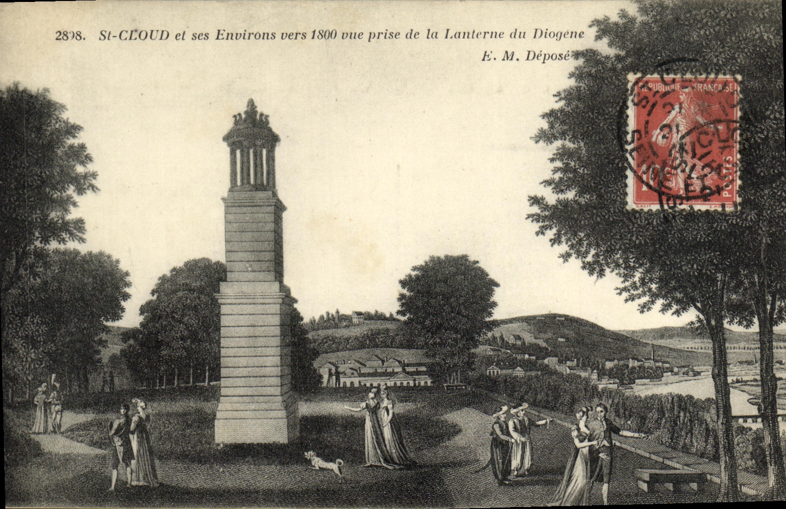 VINTAGE POSTCARD St Cloud and its Surroundings About 1800 Seen from of the Lantern of Diogene
