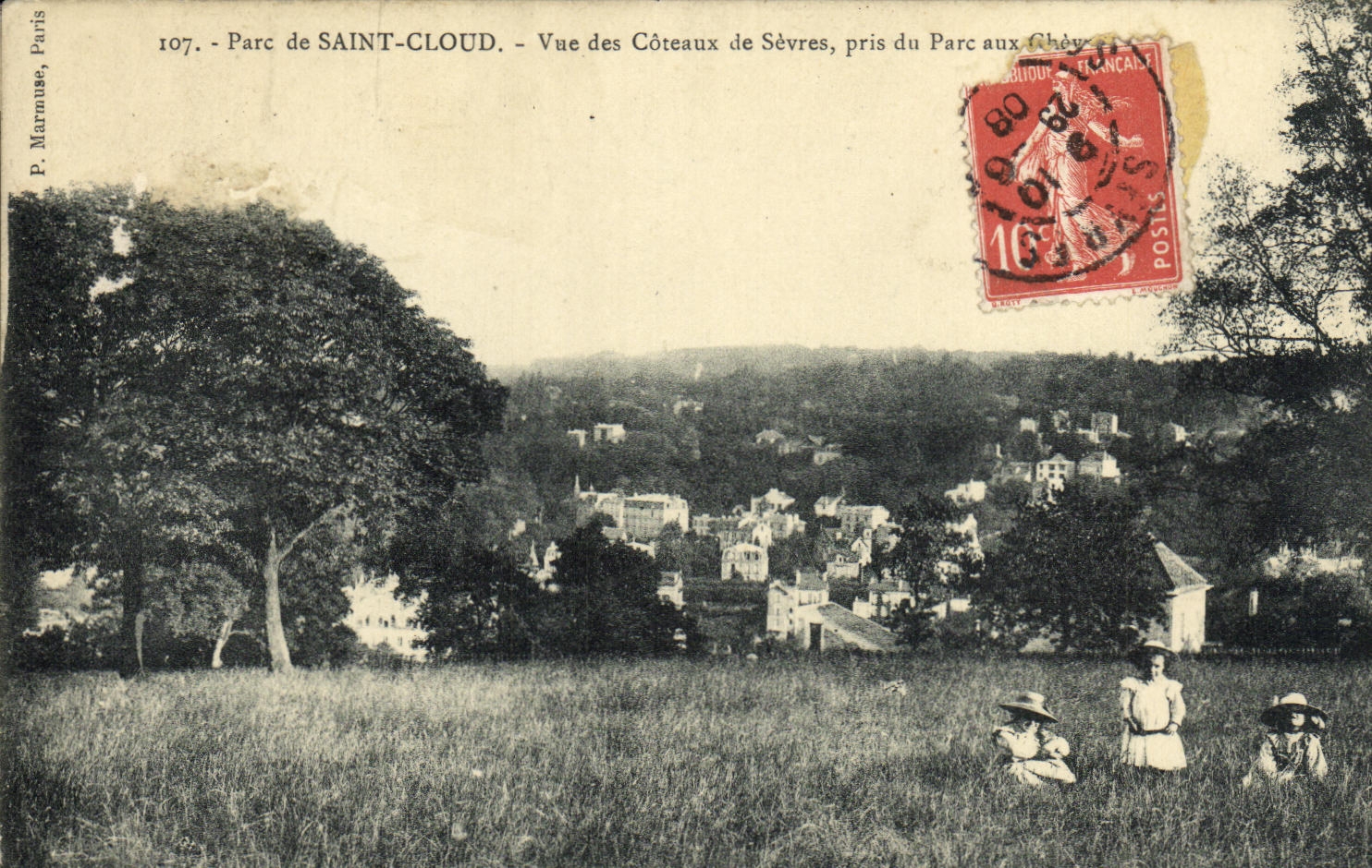 VINTAGE POSTCARD St Cloud Vue of the Slopes of Separate Close to the park to the goats