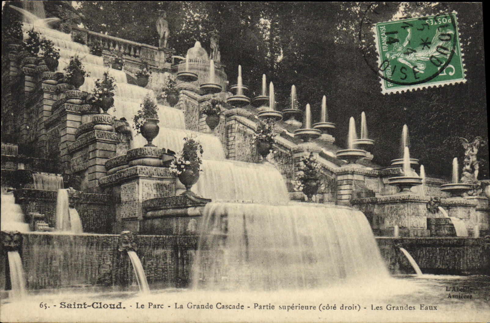 VINTAGE POSTCARD St Cloud the Park Large Water the Large Cascade Upper part large water