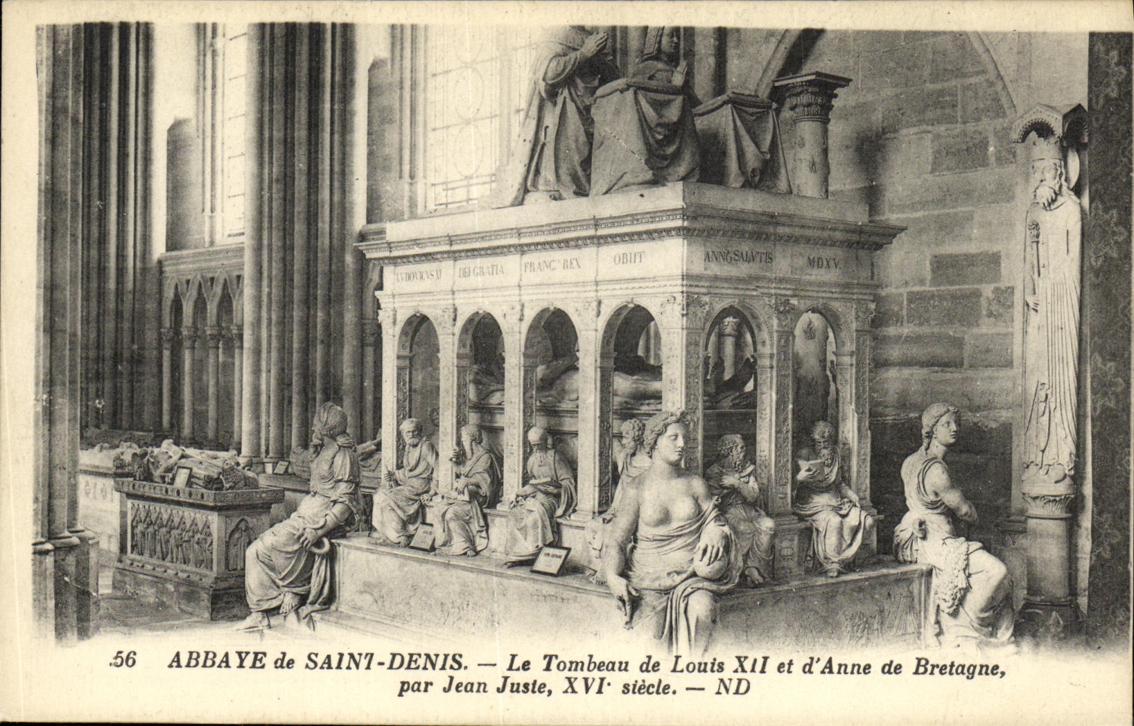 VINTAGE POSTCARD Abbey Of Saint Denis Tomb of Louis and D Anne of Brittany by Jean Right
