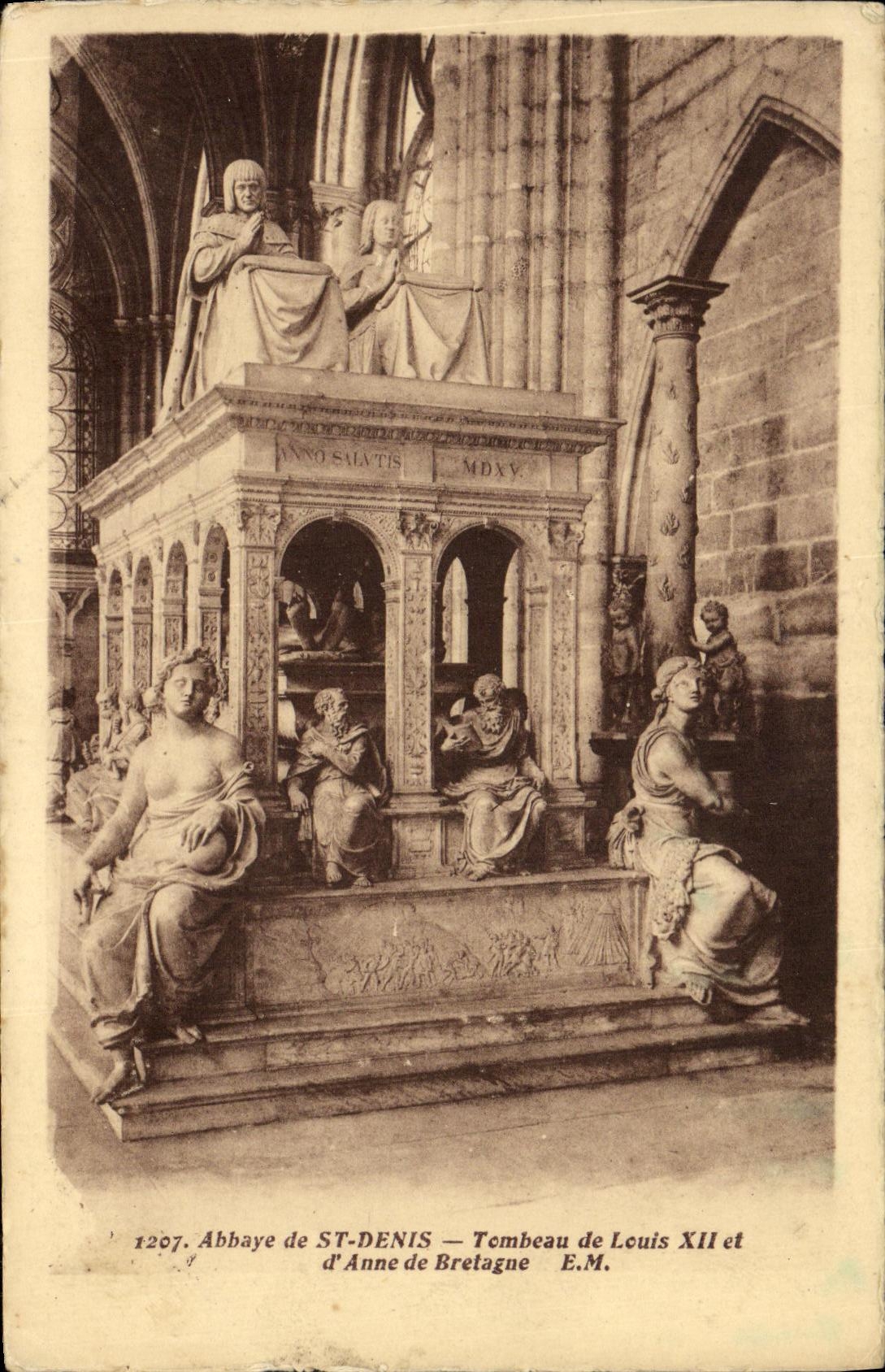 VINTAGE POSTCARD Abbey Of Saint Denis Tomb of Louis XII and D Anne of Brittany