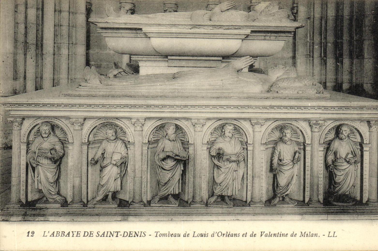 VINTAGE POSTCARD Abbey Of Saint Denis Tomb of Louis D Orleans and Valentine of Milan