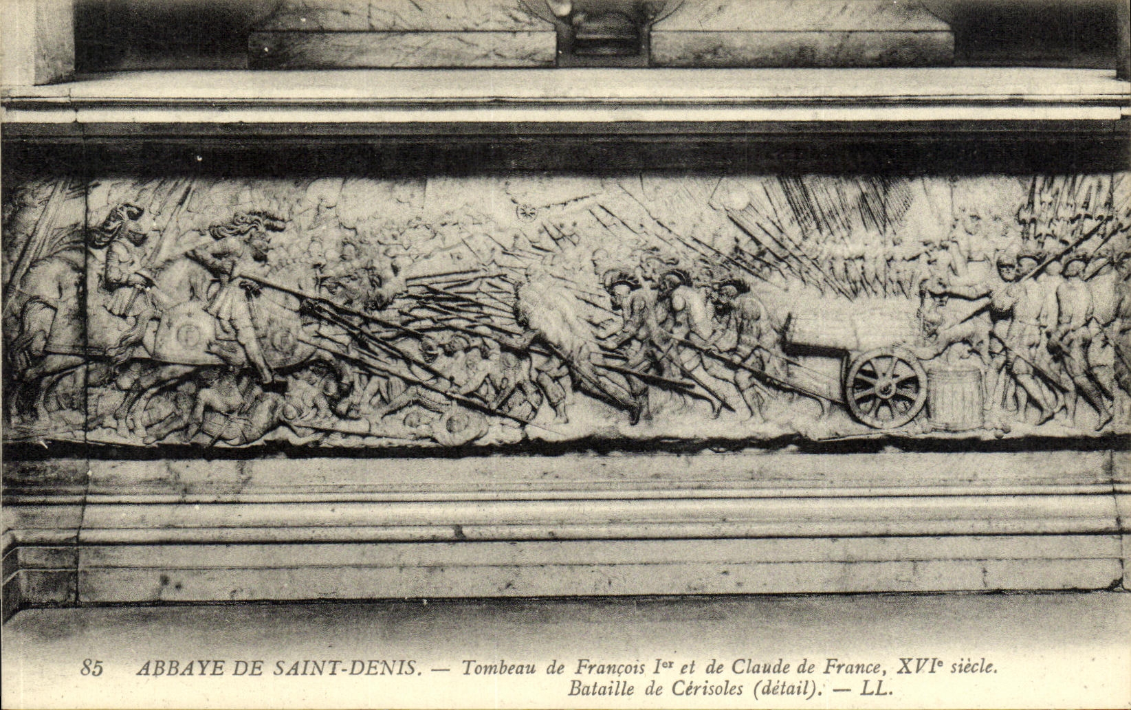 VINTAGE POSTCARD Abbey Of Saint Denis Tomb of Francois 1st and Claude of France Battles of Cerisoles