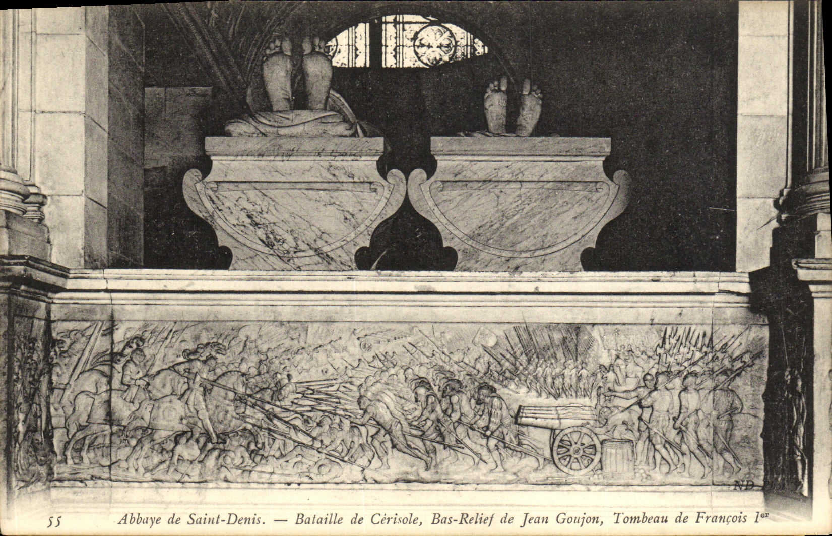 VINTAGE POSTCARD Abbaye Of Denis Saint Battles of Cerisole Bas Relief of Jean Goujon Tomb of Francois 1st
