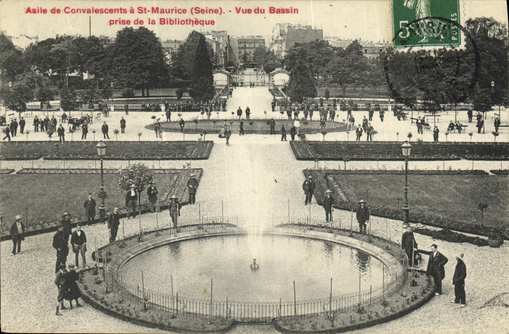 VINTAGE POSTCARD Holy Maurice Asylum of convalescents Seen of the basin taken of the library