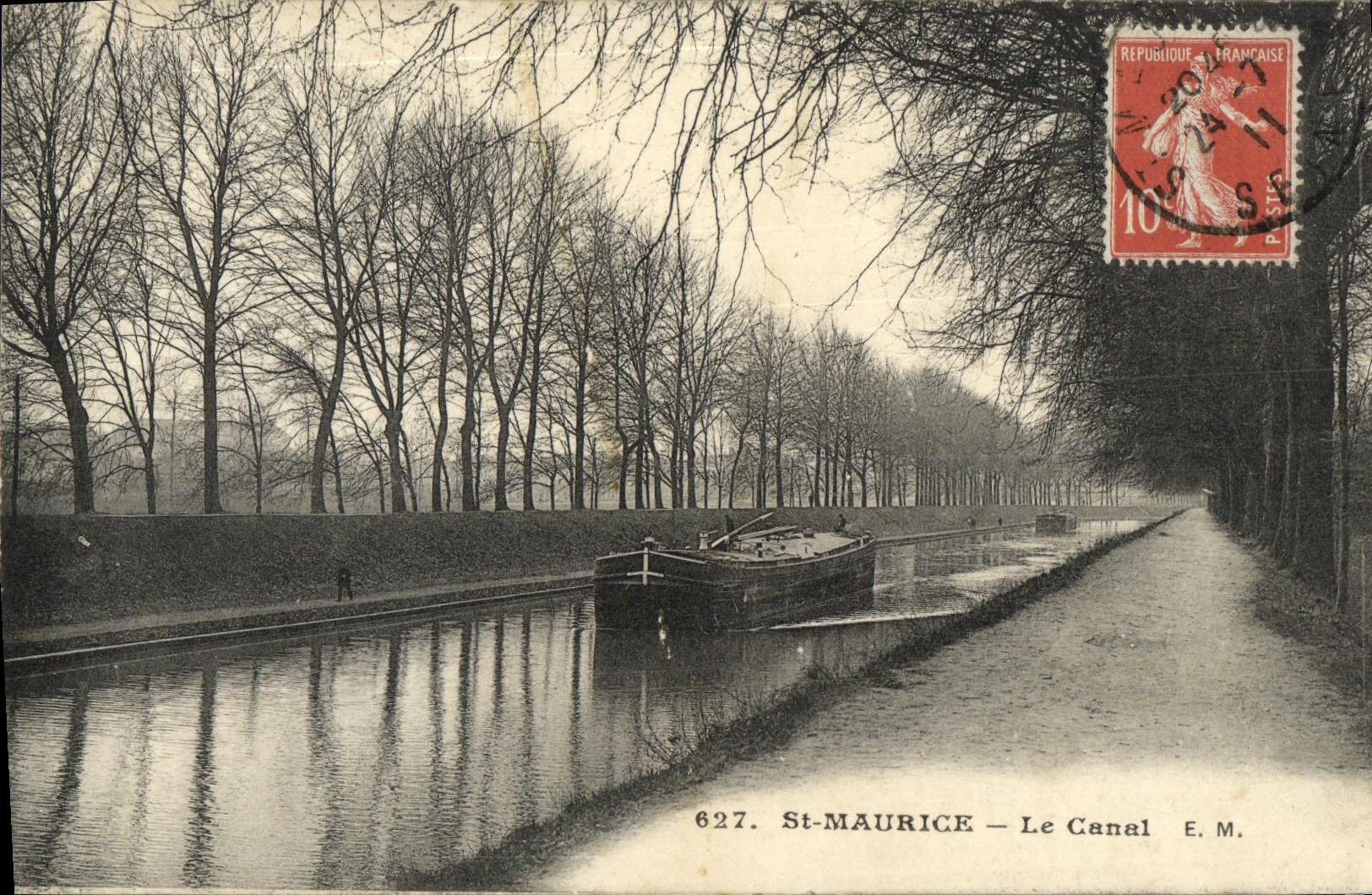 VINTAGE POSTCARD Holy Maurice the Canal Barge Boat
