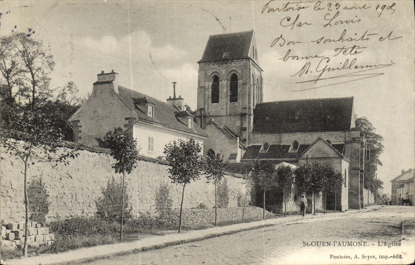 VINTAGE POSTCARD Holy Ouen L Alms L Church