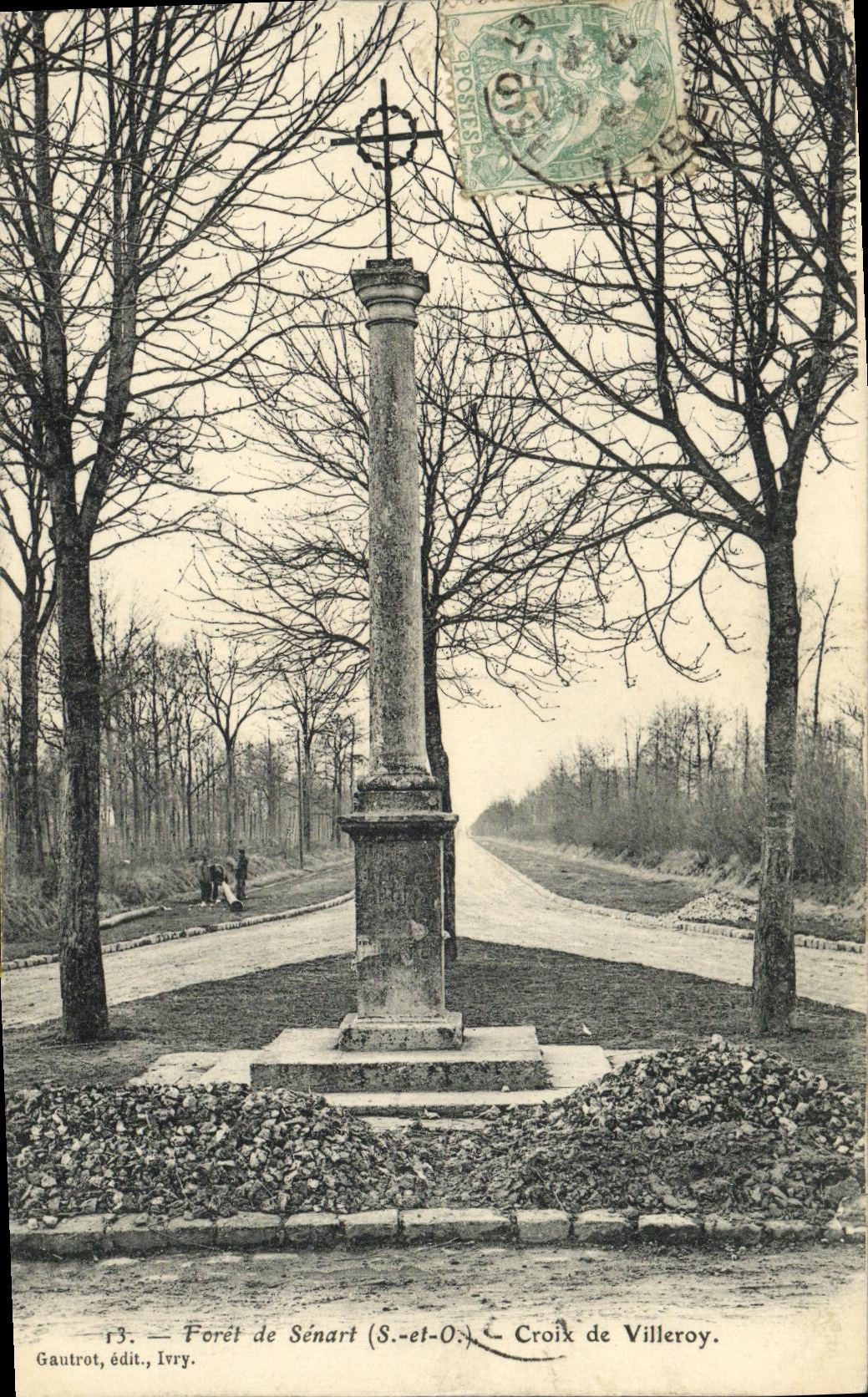 Castillo de la POSTAL de la VENDIMIA del taladro de los sellos de la cruz de Senart de Villeroy