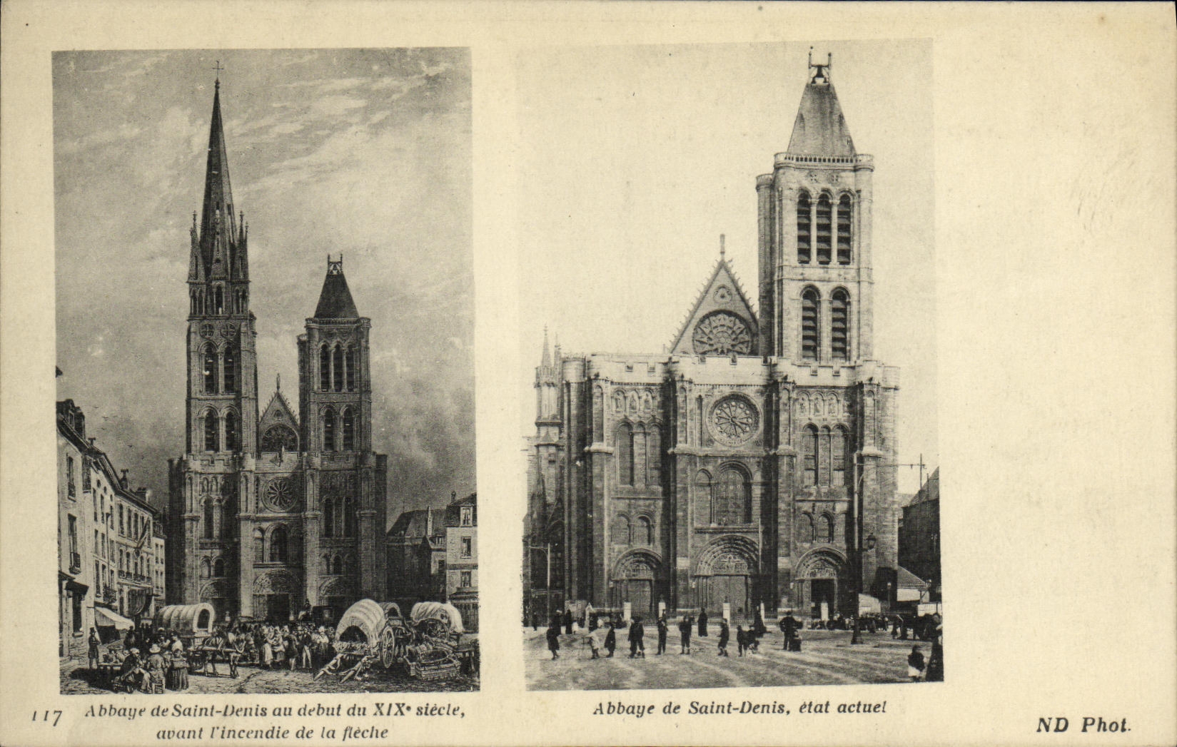 VINTAGE POSTCARD L Abbey Of front Denis Saint after L sets fire to