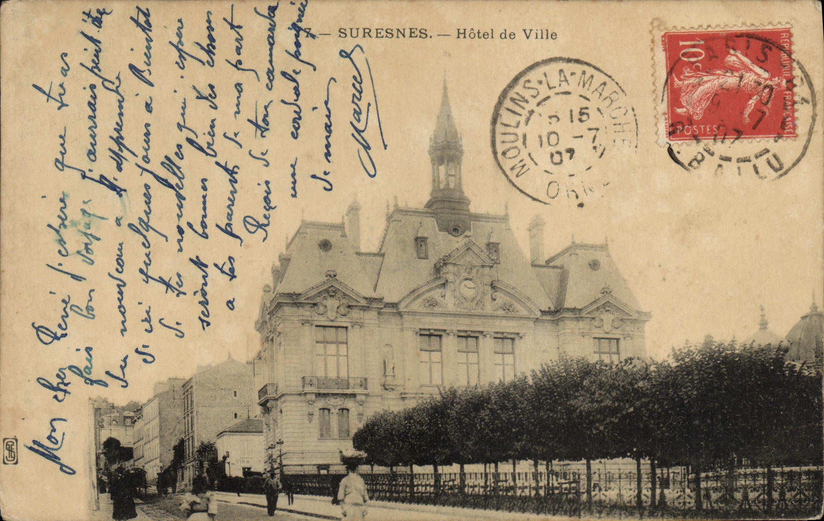 Ayuntamiento de Suresnes de la POSTAL de la VENDIMIA