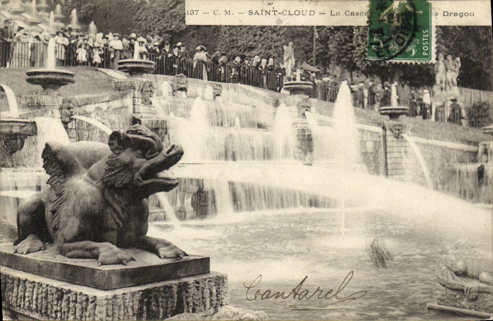 VINTAGE POSTCARD Holy Cloud Large Water the cascade of the Dragon
