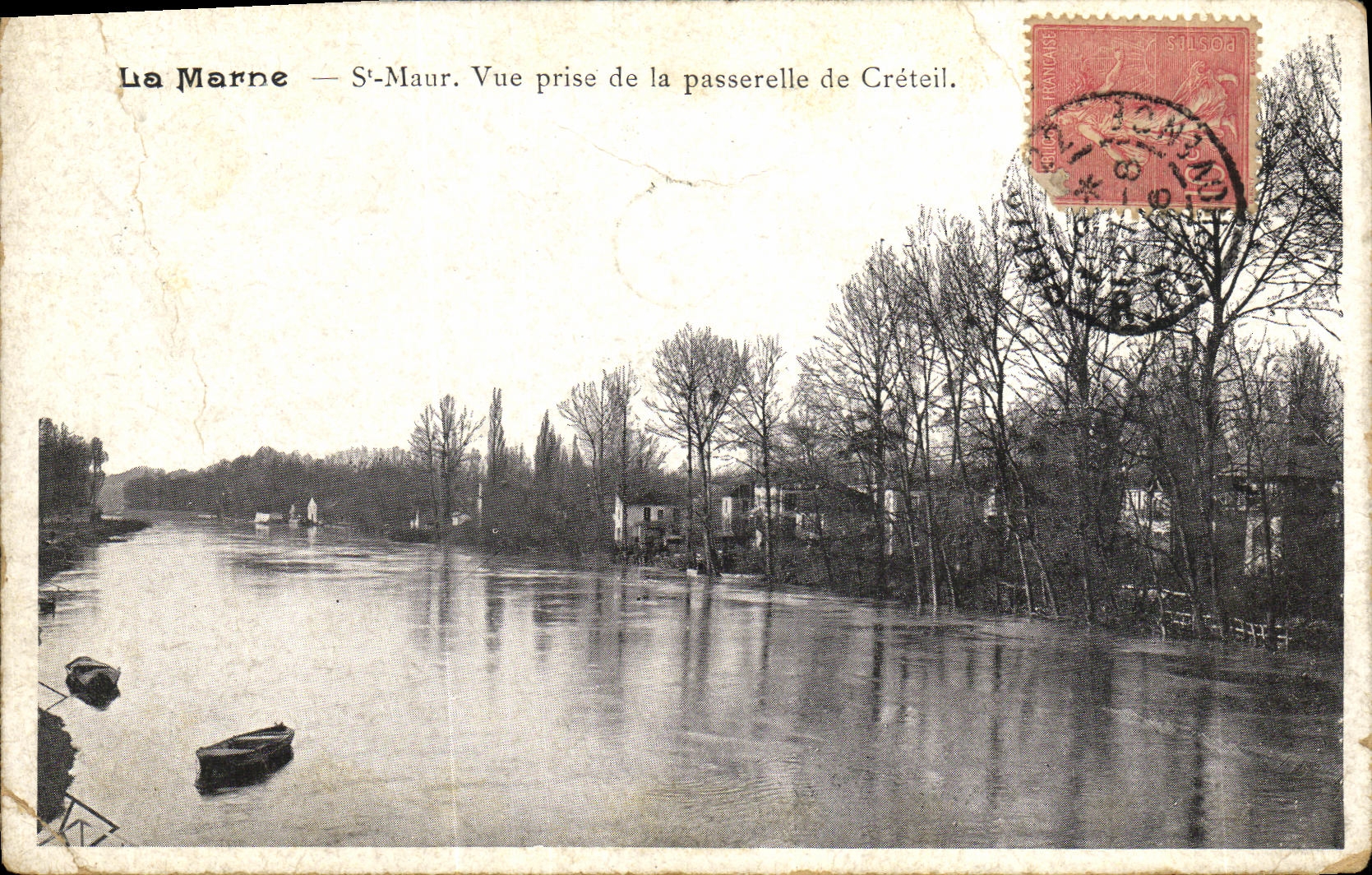 VINTAGE POSTCARD the Marne St Maur Seen from of the Footbridge of Creteil
