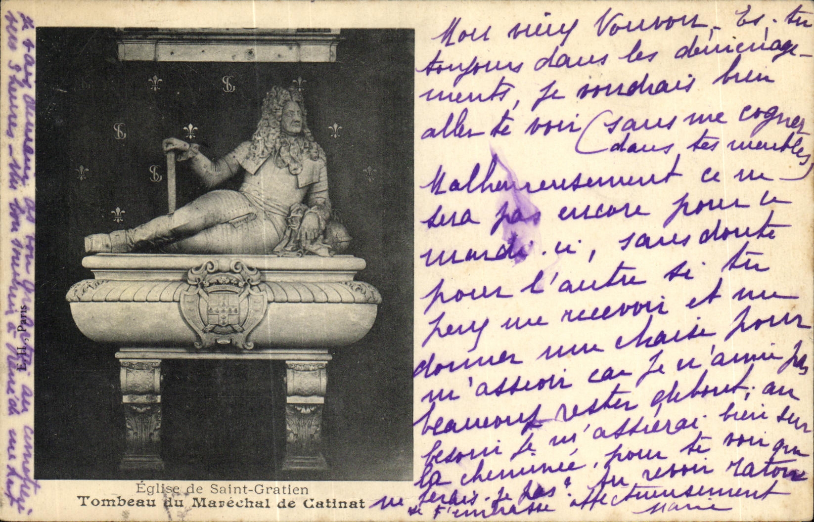 VINTAGE POSTCARD Holy Gratien Tomb of the Marshal of Catinat Church