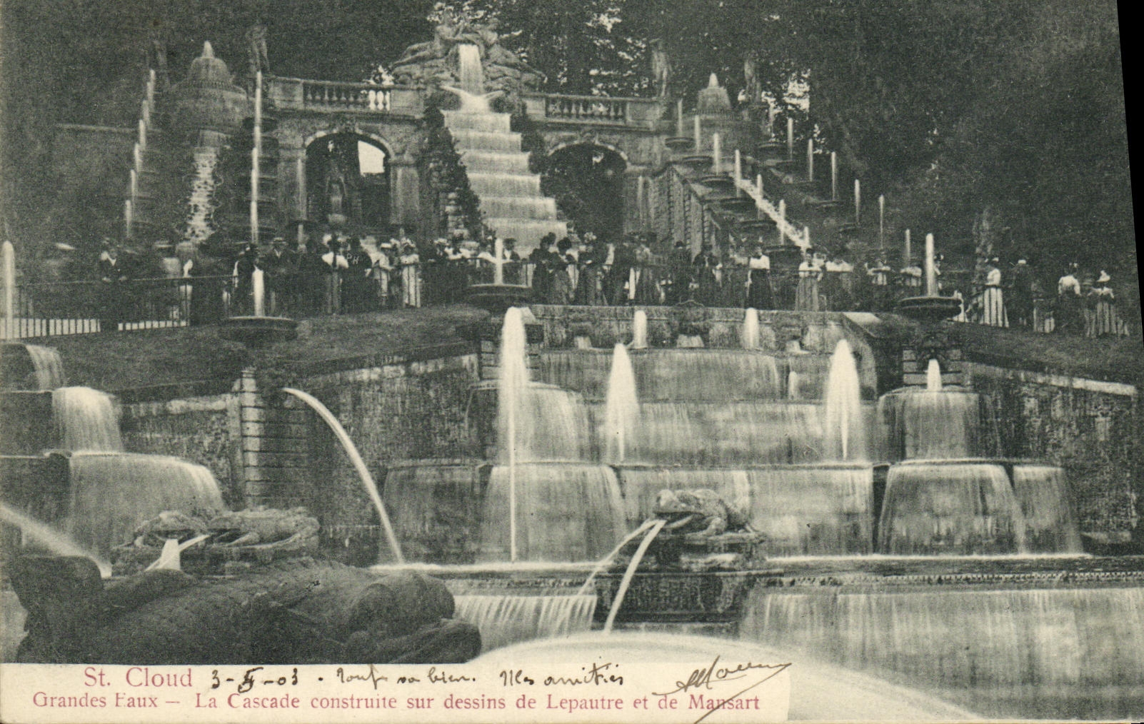 VINTAGE POSTCARD St Cloud Orandes Water the Cascade Built On drawings of Lepautre and Mansart