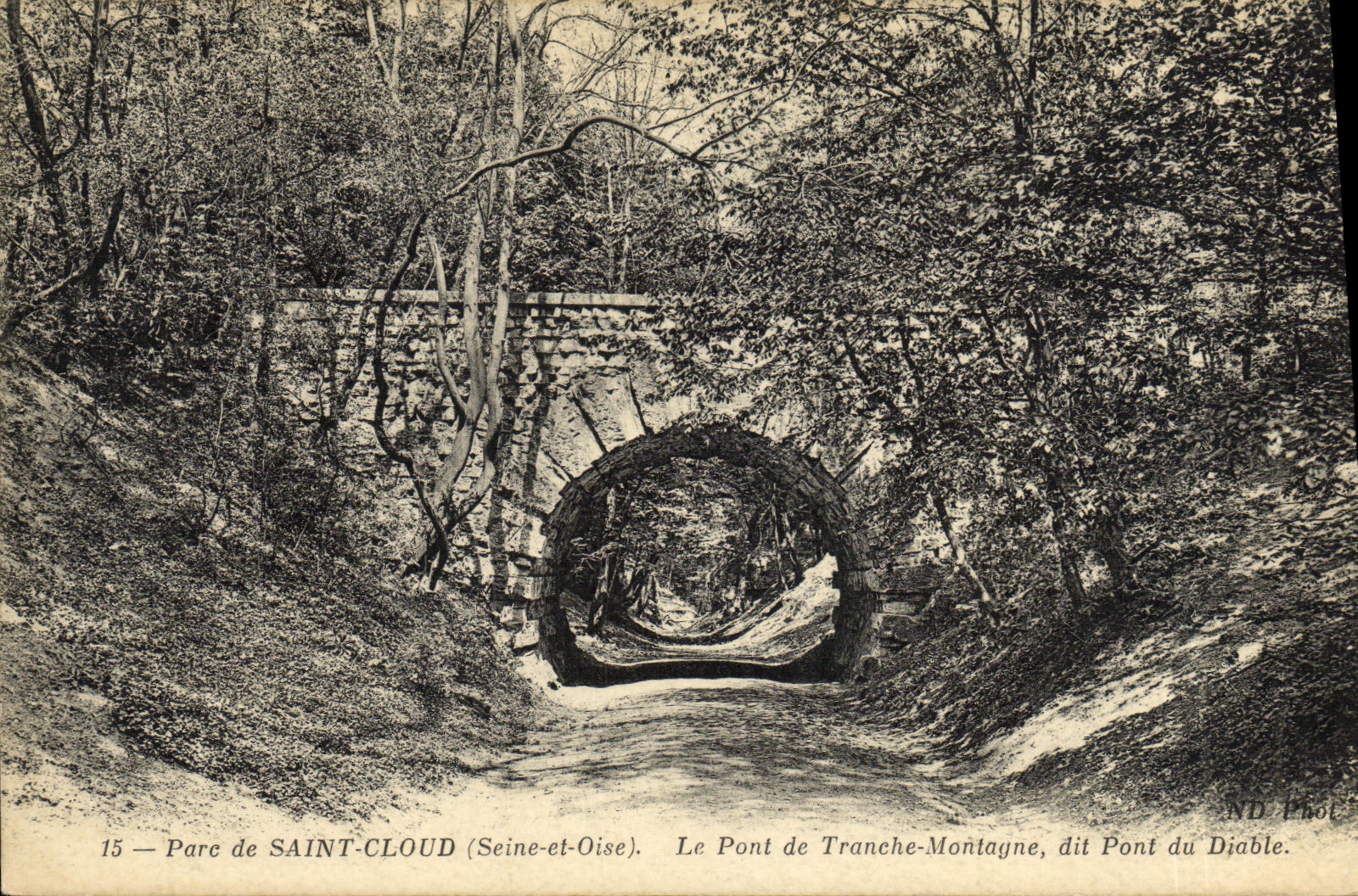 VINTAGE POSTCARD Saint Cloud the Bridge of Section Mountain says Pont of the devil