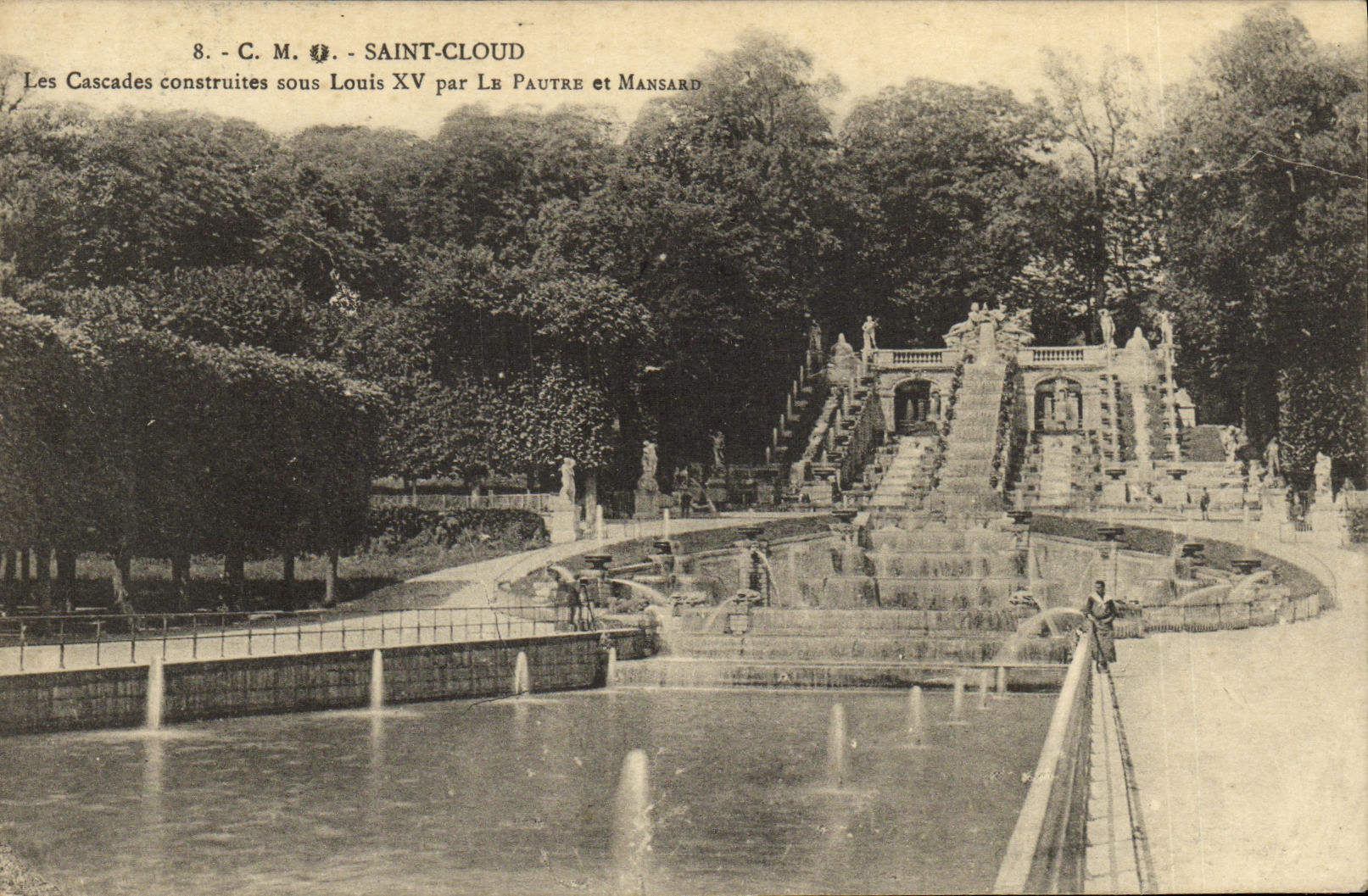 VINTAGE POSTCARD Holy Cloud cascades built under Louis XV by Pautre and Mansard