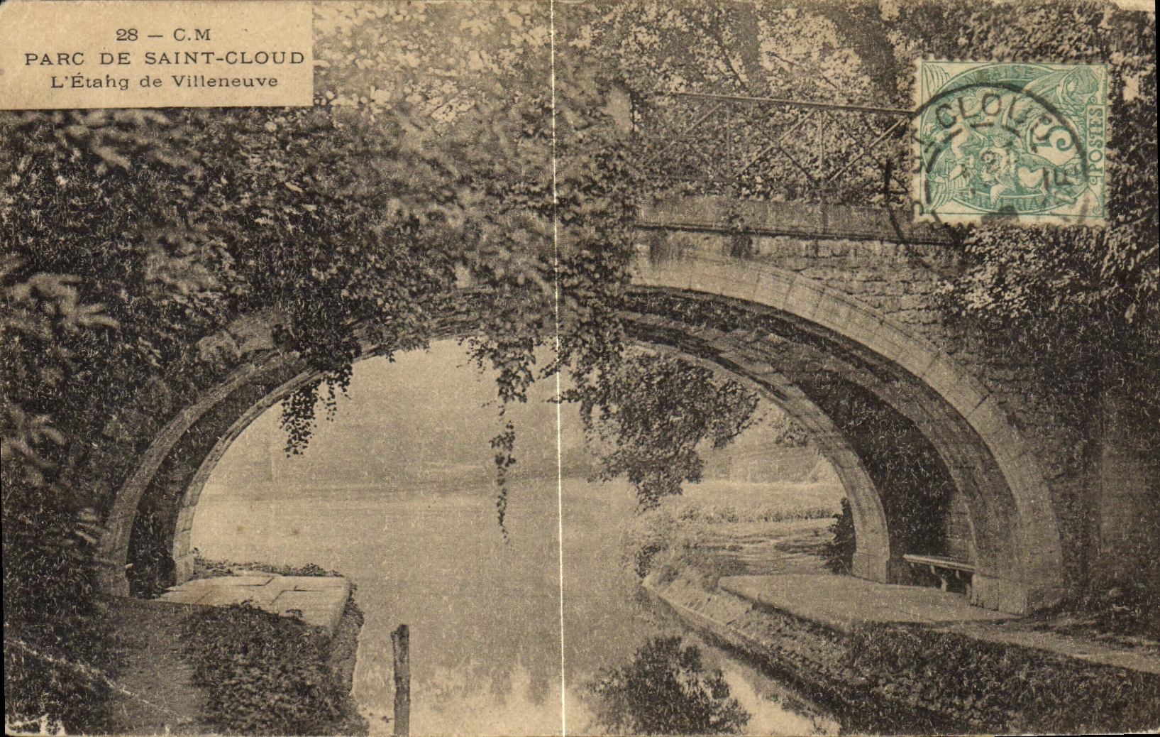 VINTAGE POSTCARD Holy Cloud Park L Pond of Villeneuve