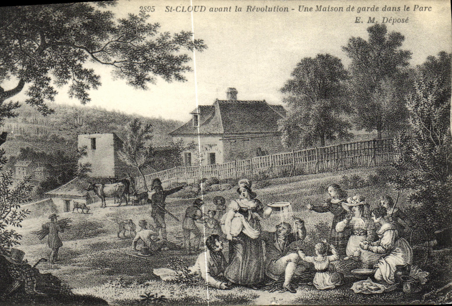 VINTAGE POSTCARD St Cloud Before the Revolution a House of Guard in the park