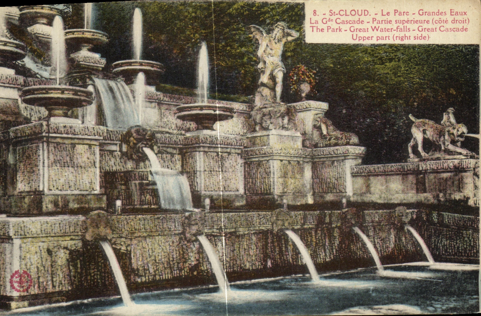 VINTAGE POSTCARD St Cloud the Park Large Water the Cascade Upper part