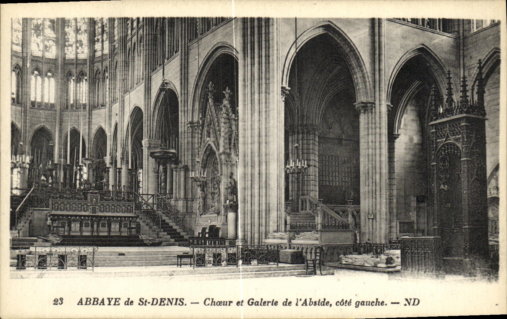 VINTAGE POSTCARD L Abbey Of Saint Denis Chorus and Gallery of L Apse Left side