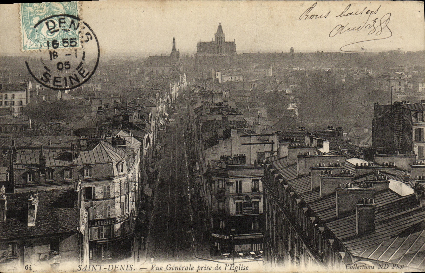 VINTAGE POSTCARD Holy Denis View taken of L Church