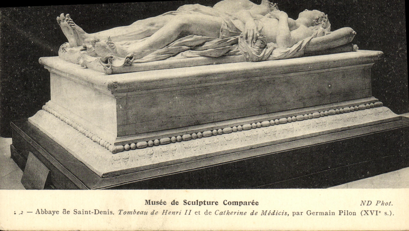 VINTAGE POSTCARD L Abbey Of Saint Denis Tomb of Henri II and Catherine de Medicis by Germain Rammer