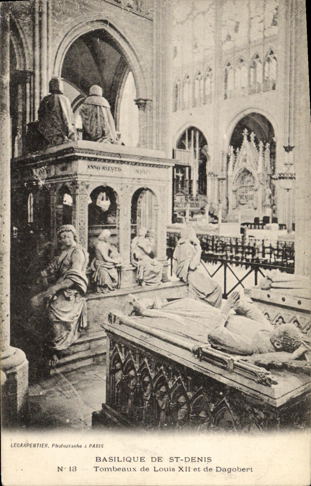 VINTAGE POSTCARD Basilica Of Saint Denis Tombs of Louis XII and Dagobert