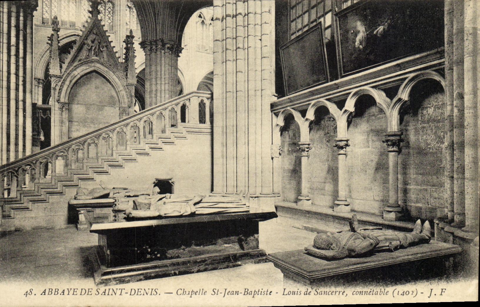 VINTAGE POSTCARD Abbey Of Saint Denis Vault St Jean Baptist Louis de Sancerre Constable