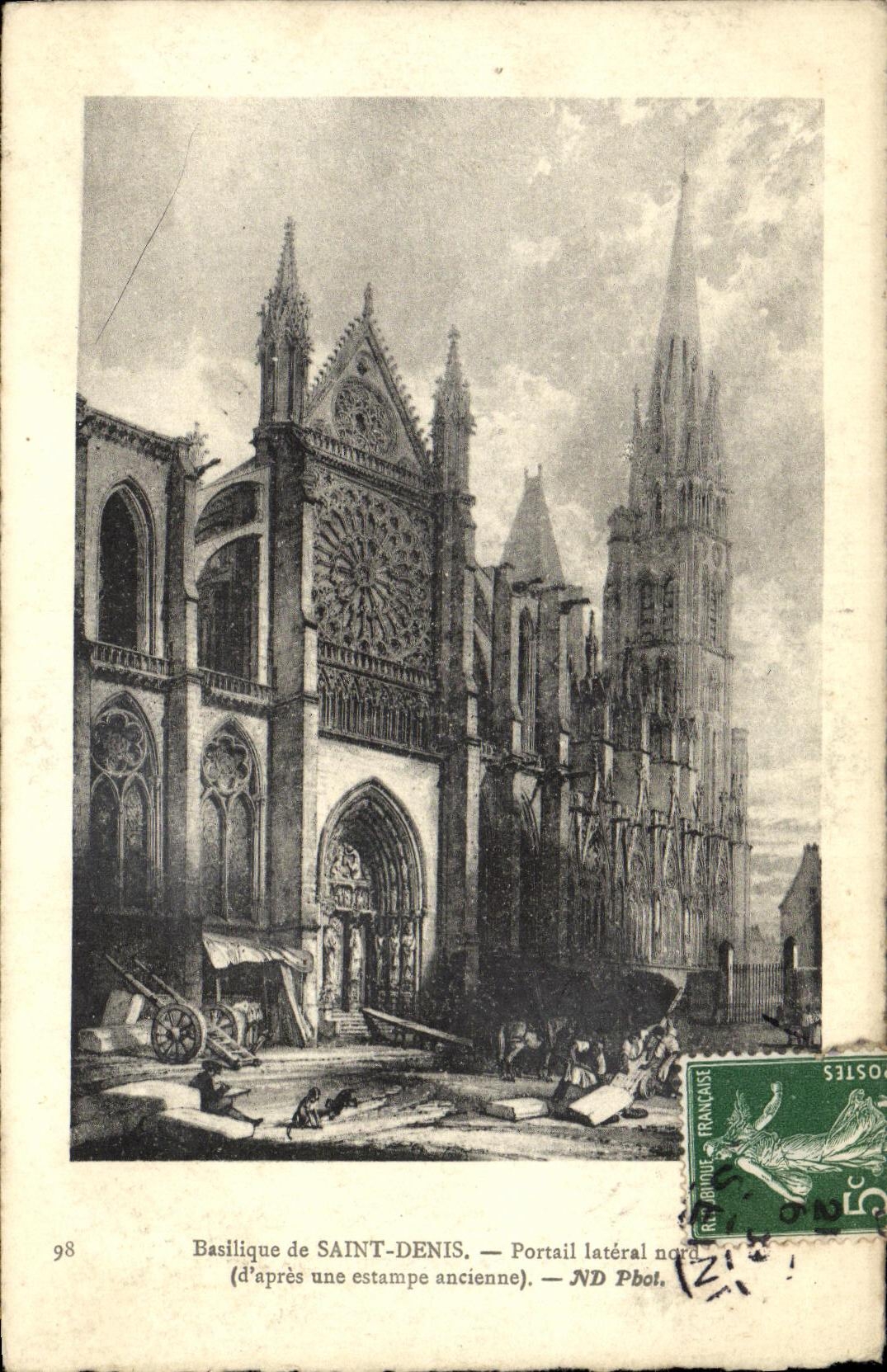 VINTAGE POSTCARD Basilica Of Saint Northern Denis Side Gate