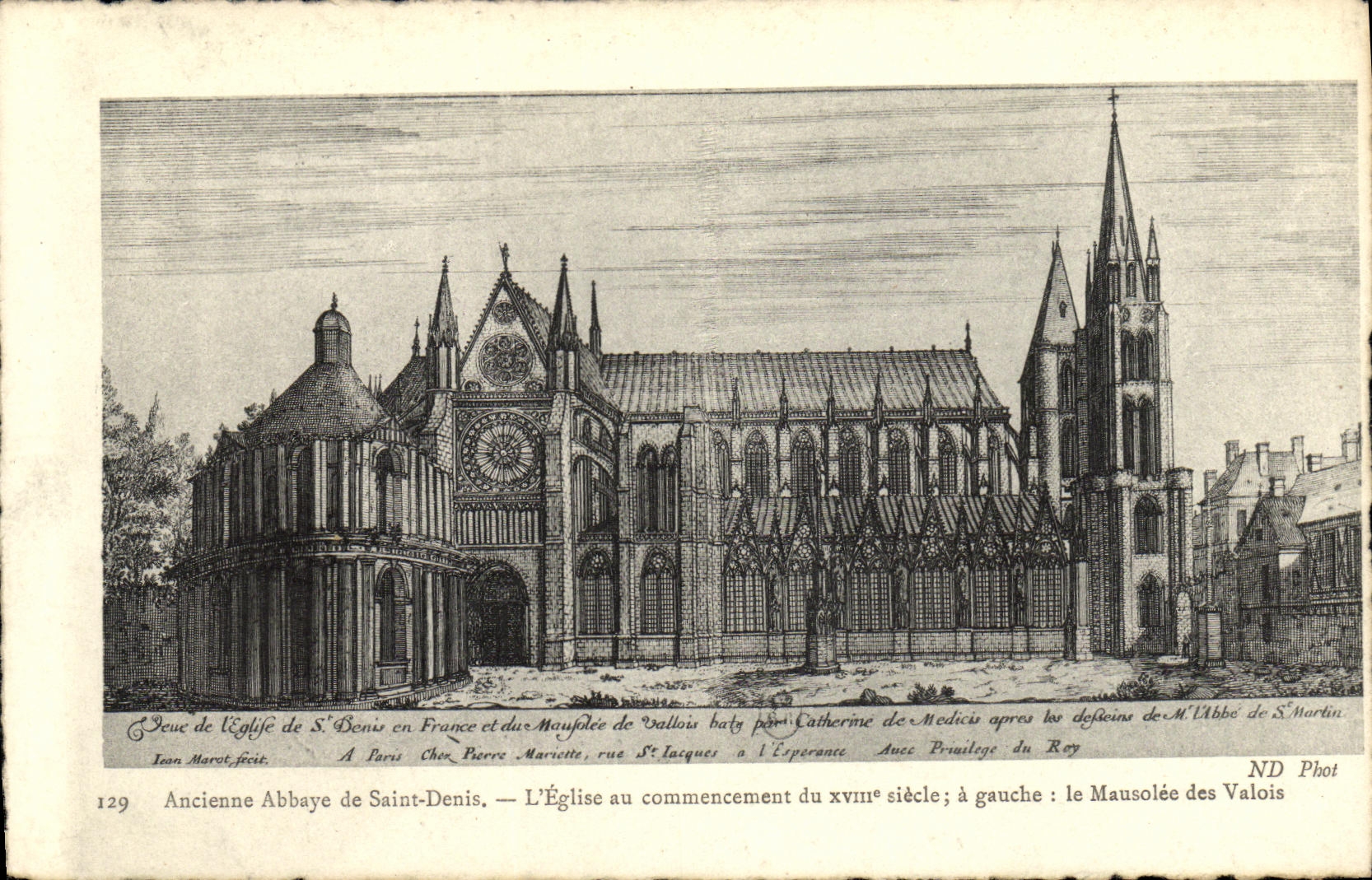 VINTAGE POSTCARD Abbey Of Saint Denis L Church at the Beginning of the 18th Mausoleum of Valois