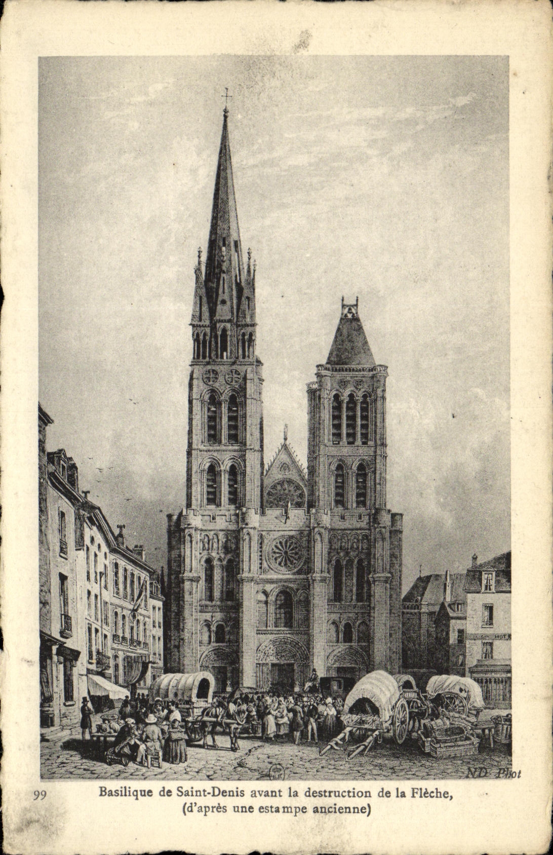 VINTAGE POSTCARD Basilica of Denis Saint Before the Destruction of the Arrow