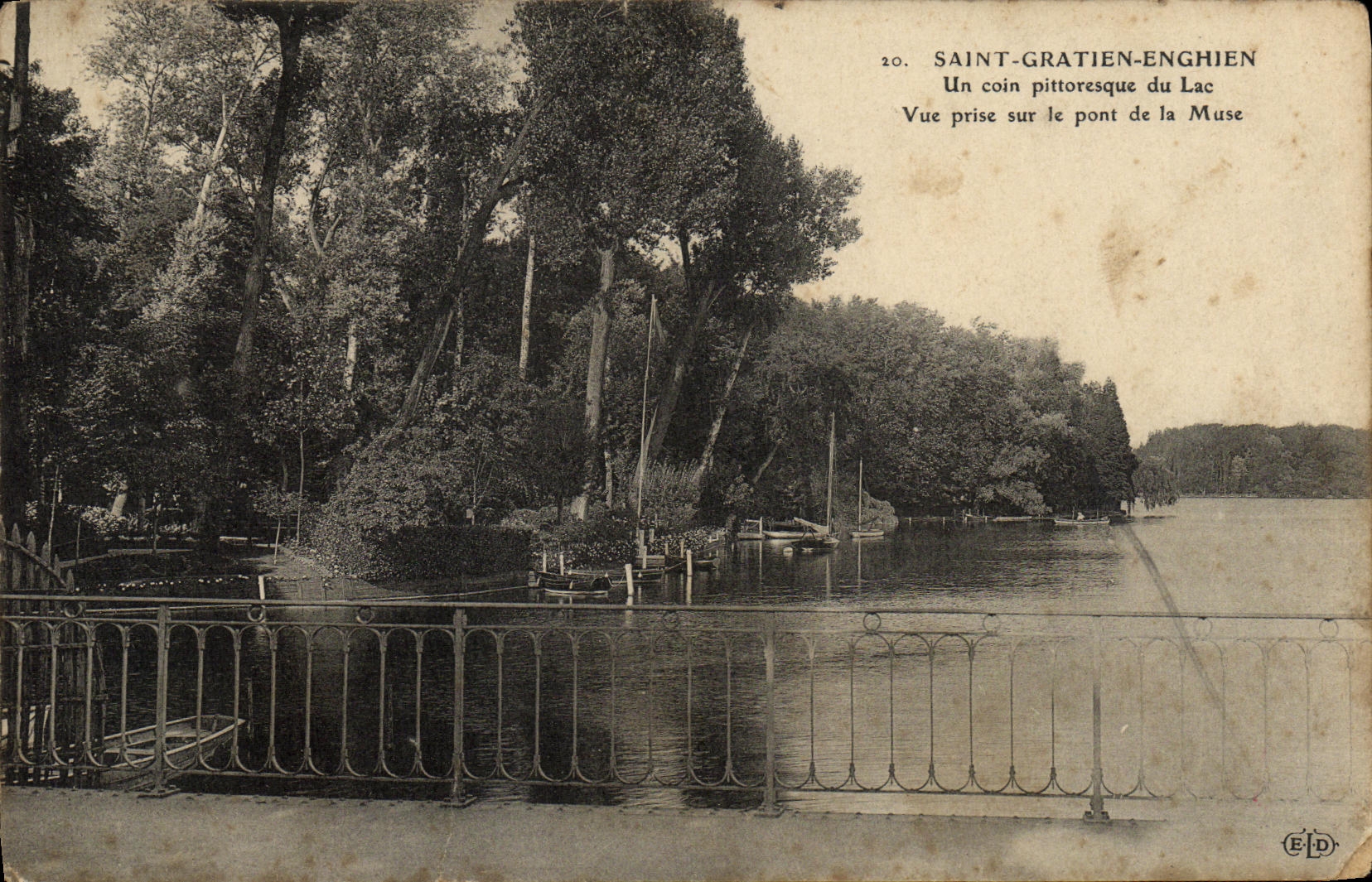 POSTAL Gratien santo Enghin de la VENDIMIA una esquina pintoresca del lago vista en el puente de la MUSA