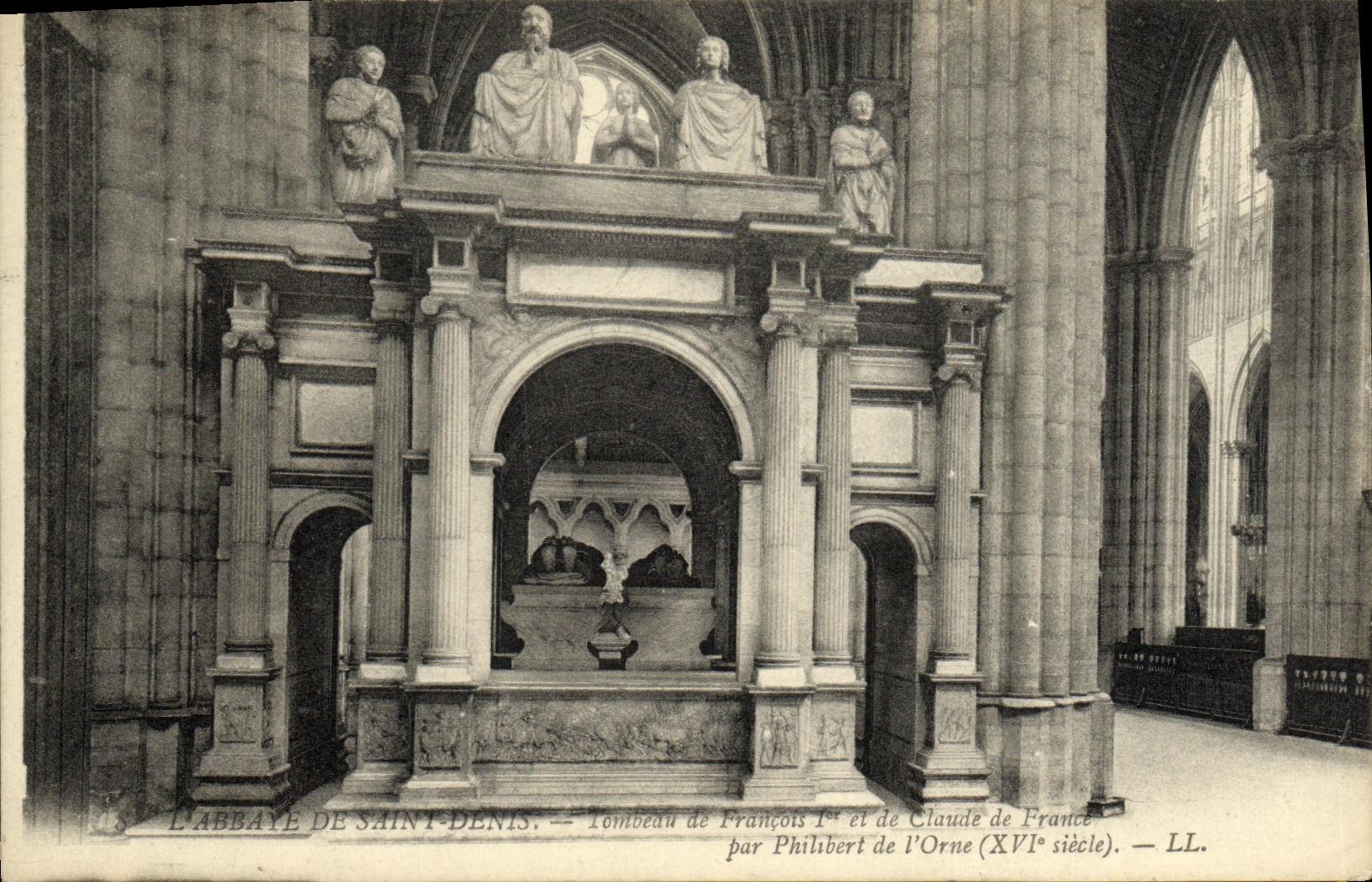 El St Denis Tombeau de la POSTAL de la VENDIMIA de Francois 1r de Claude de Francia de Philibert de L adorna