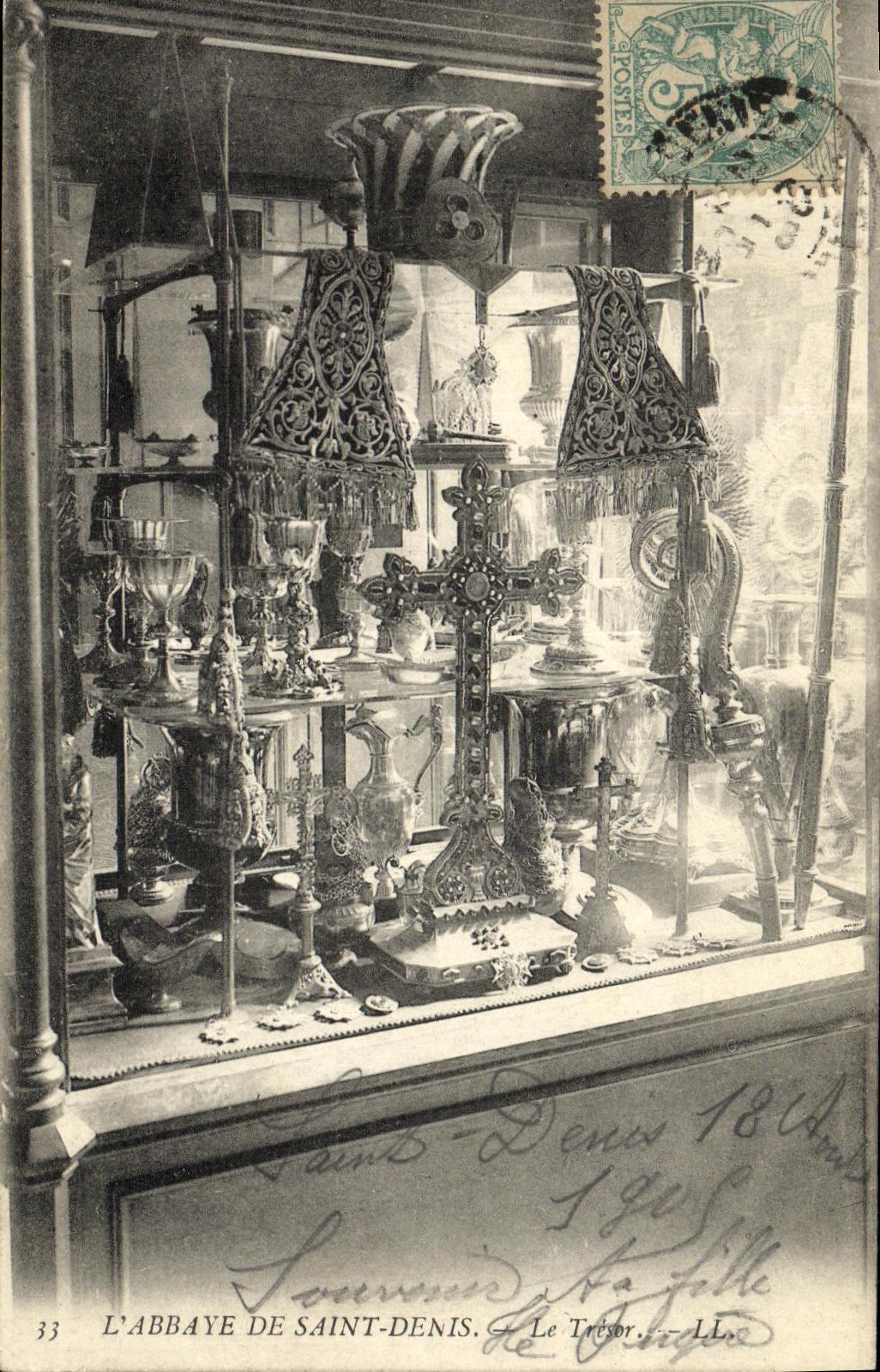 VINTAGE POSTCARD St Denis L Abbey the treasure