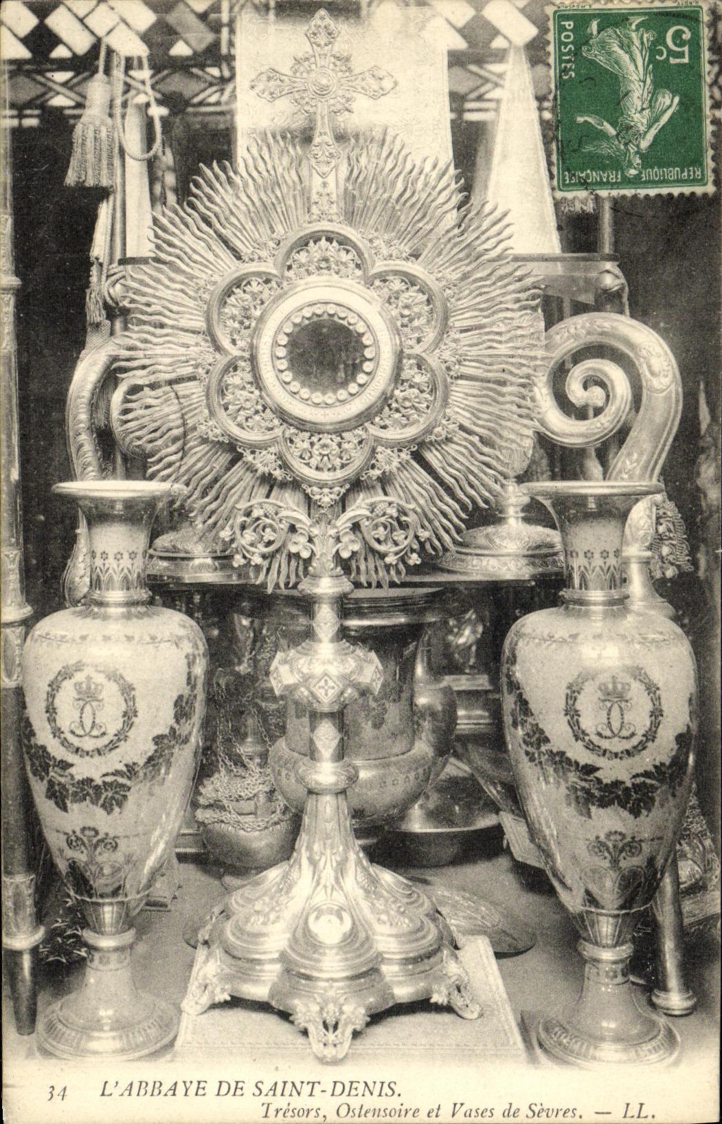 VINTAGE POSTCARD St Denis L Abbey Ostensatoire Treasures and vases of separate