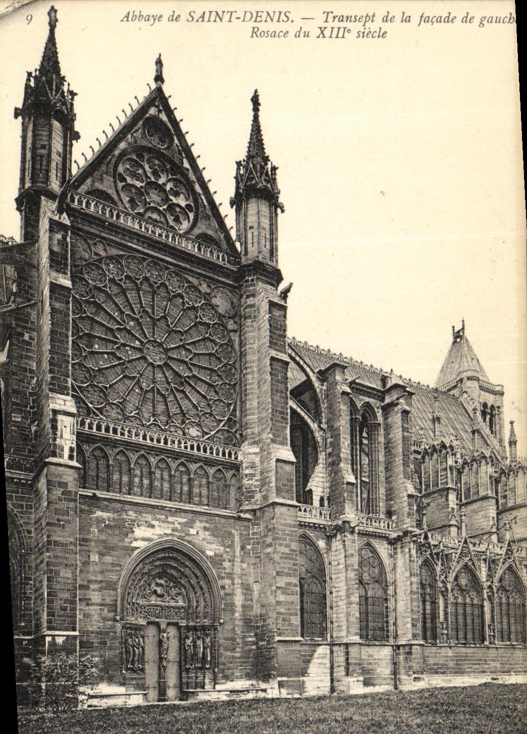VINTAGE POSTCARD Abbey of Saint Denis Transept of the Frontage of Left Rosette