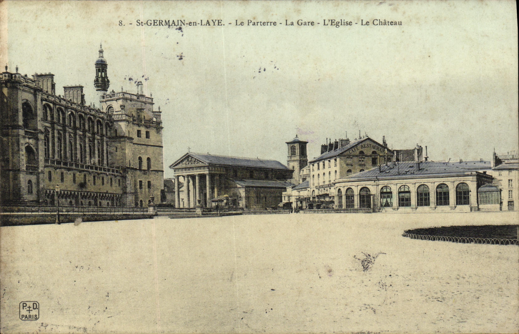 CPA Saint Germain En Laye Le Parterre La Gare L Eglise Le Chateau