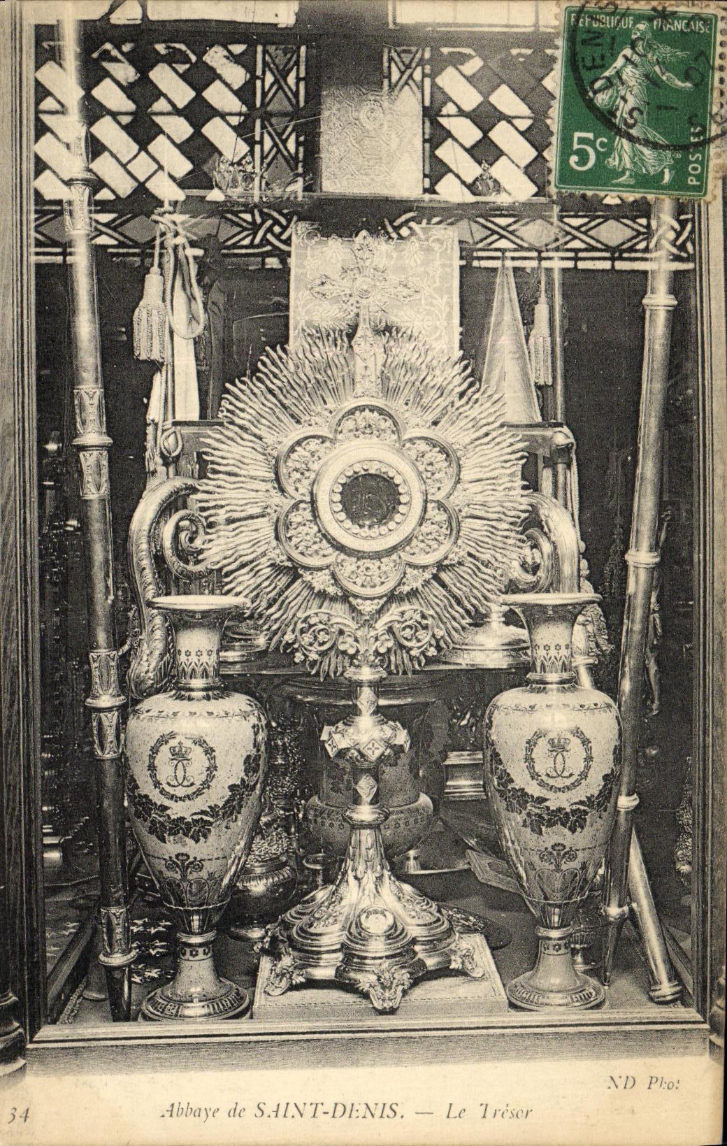 VINTAGE POSTCARD L Abbey of Denis Saint the Treasury